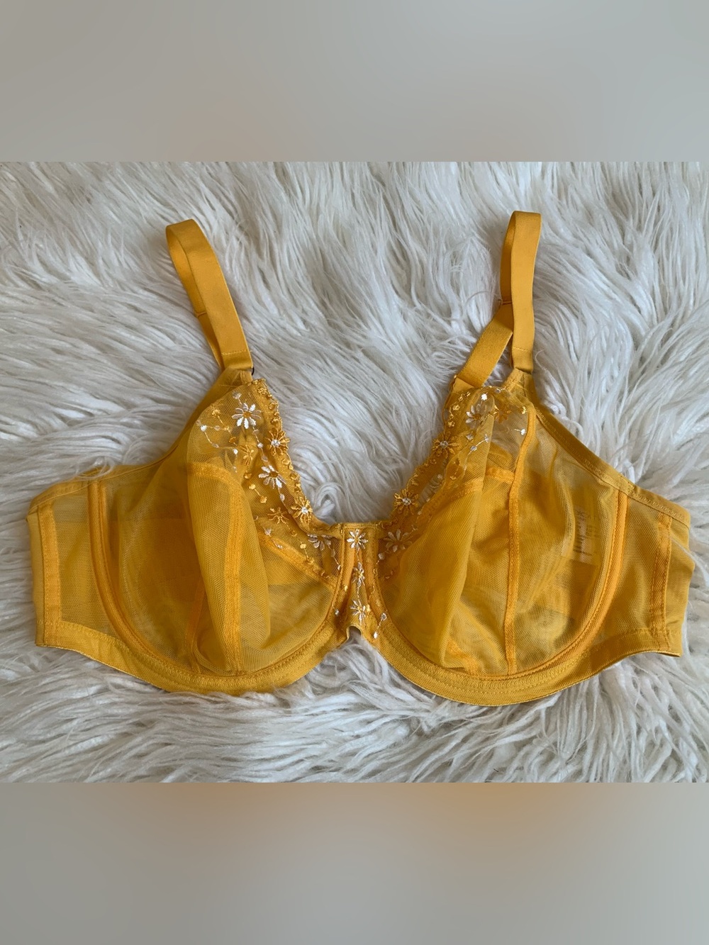 Elomi Matilda Underwire Cup Embroidered Daisy Bra Yellow Size 40DDD